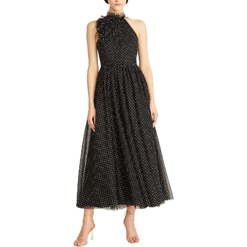 ML Monique Lhuillier Womens Mesh Tea Length Midi Dress