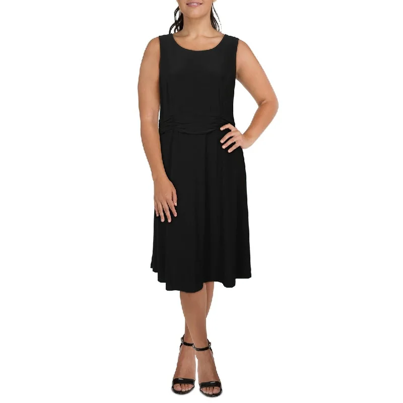 Jessica Howard Womens Plus Sleeveless Ruched Midi Dress