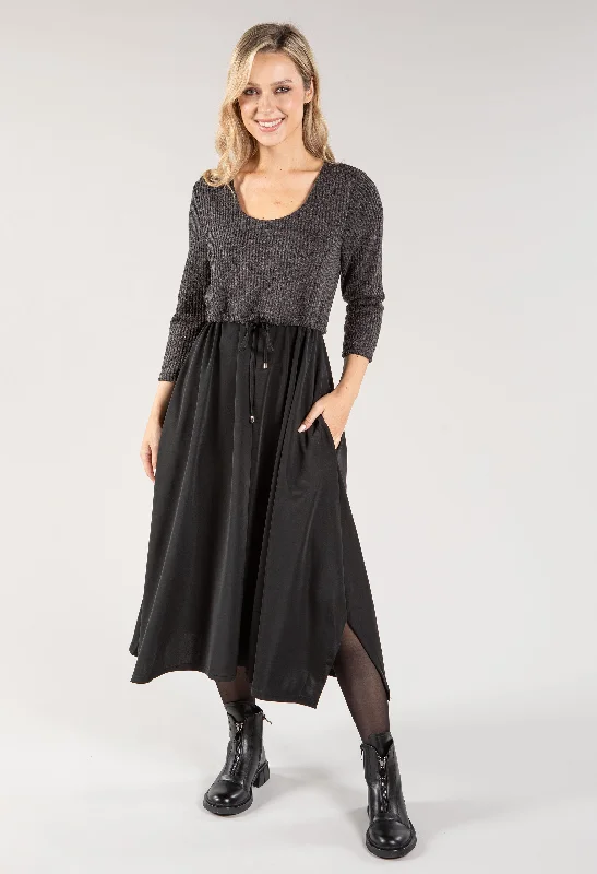 Knit Bodice Midi Dress