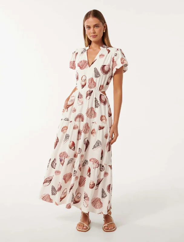 Jacqueline Puff Sleeve Tiered Midi Dress