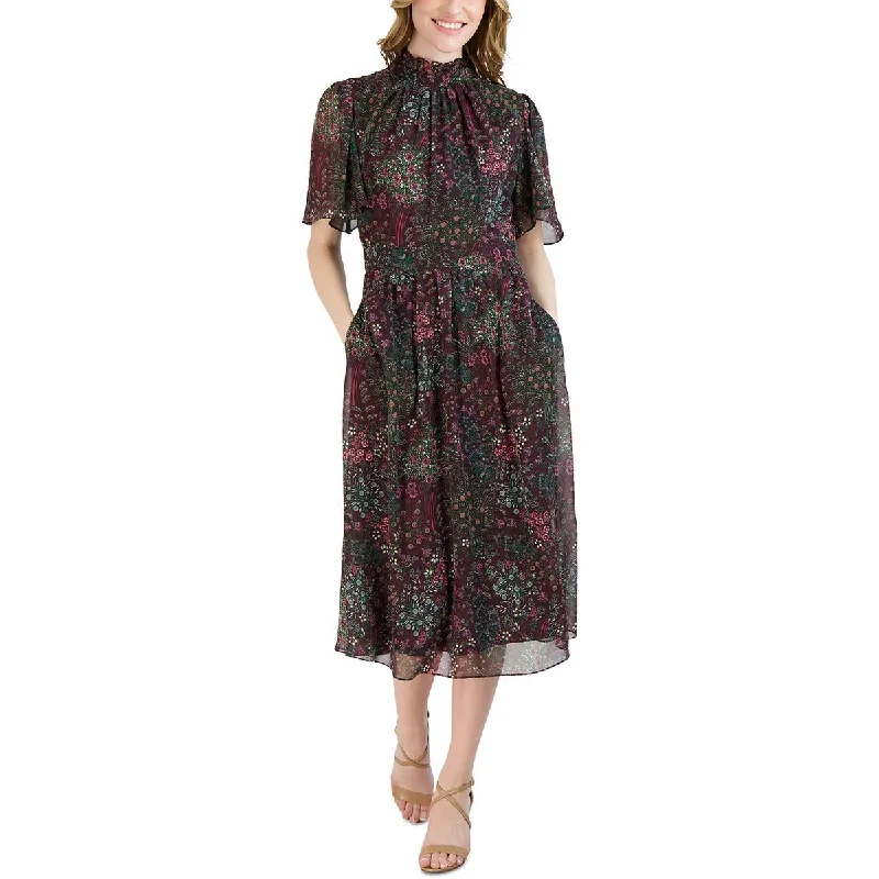 Julia Jordan Womens Floral Print  Midi Dress