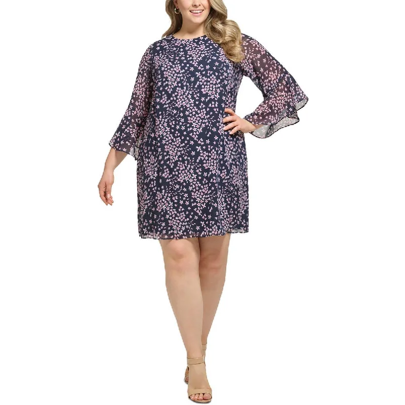 Jessica Howard Womens Petites Floral Knee-Length Midi Dress