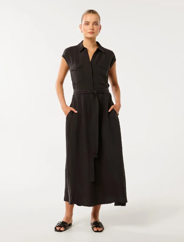 Foster Cupro Shirt Midi Dress