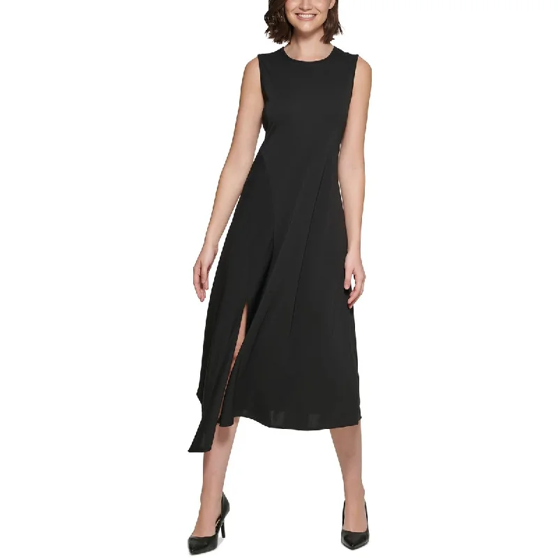 Karl Lagerfeld Paris Womens Solid Matte Jersey Midi Dress