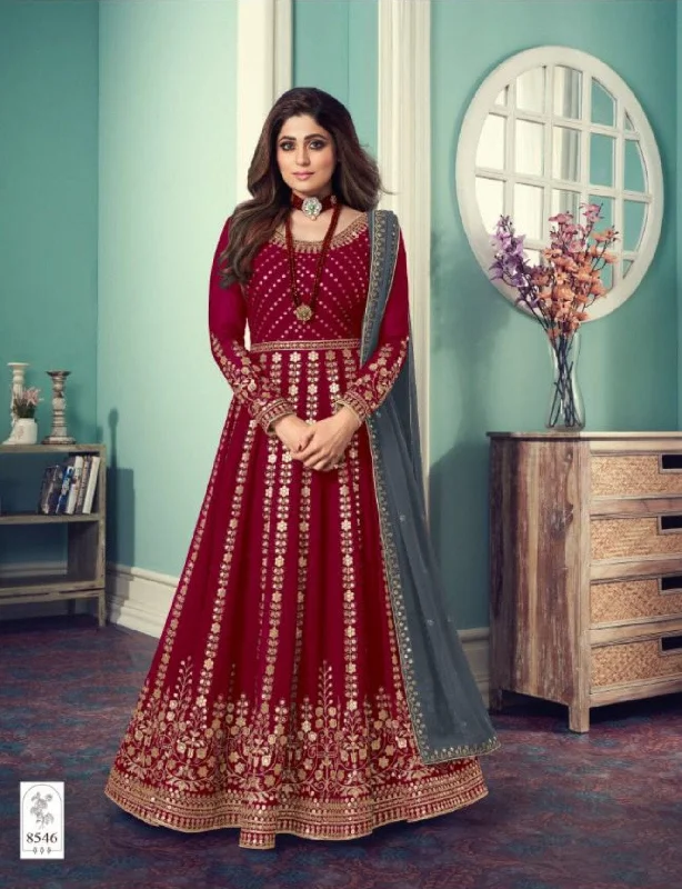 8546 Red Sequence work Georgette Anarkali Suit