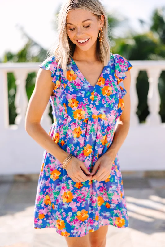 Just Like That Royal Blue Floral Dress