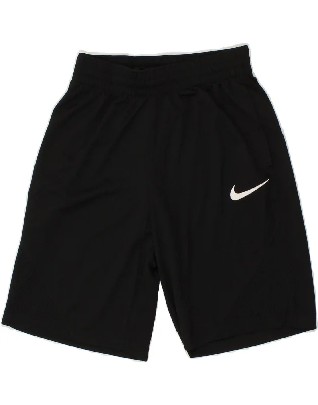 NIKE Womens Dri Fit Sport Shorts UK 12 Medium Black Polyester