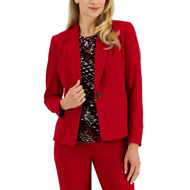 Kasper Womens Petites Crepe Stretch One-Button Blazer