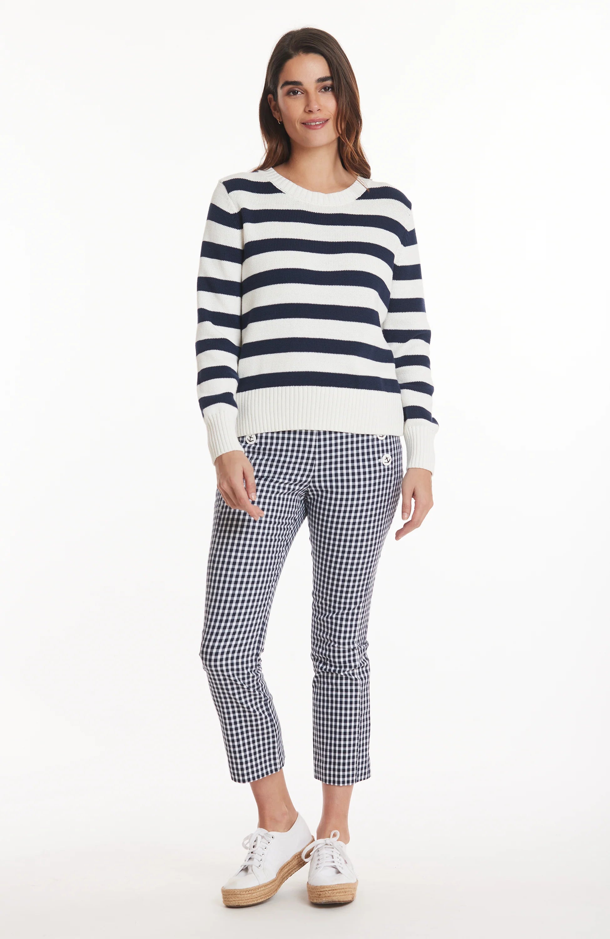 Tyler Boe Striped Cotton Sweater Navy/White