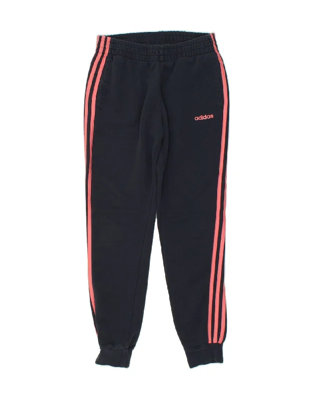 ADIDAS Womens Tracksuit Trousers Joggers UK 8/10 Small Navy Blue Cotton