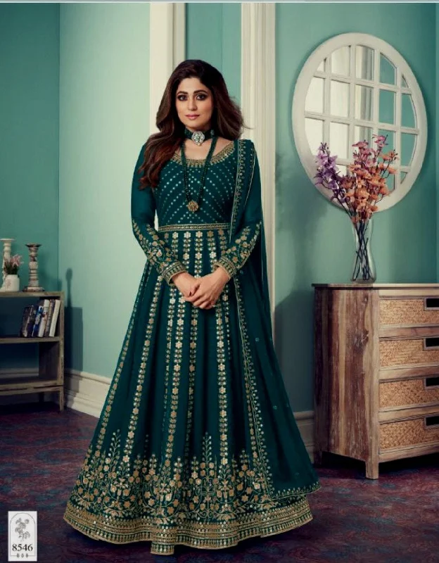 8546 Turquoise Sequence work Georgette Anarkali Suit