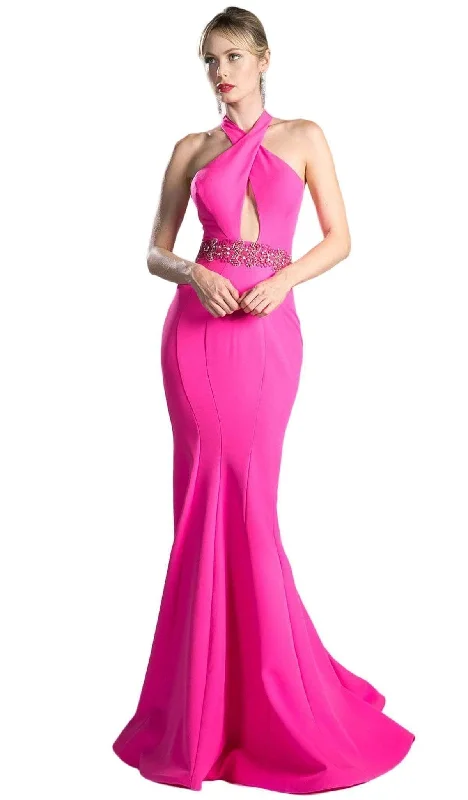 Ladivine 11978 - Scuba Mermaid Dress Halter Neck Evening Gown