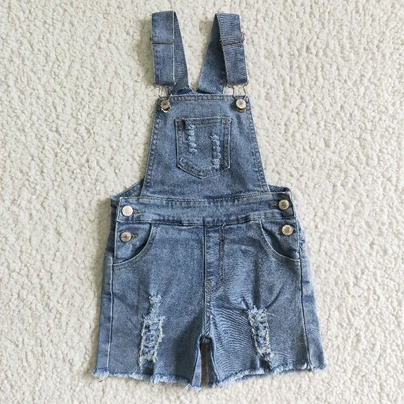 boy and girls washed denim overalls  kids fashion summer jumpsuit