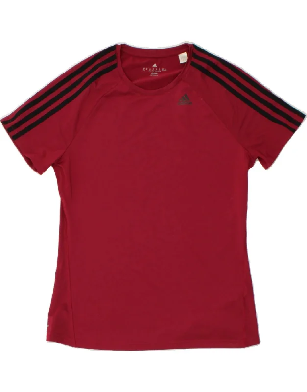 ADIDAS Womens Climalite T-Shirt Top UK 12/14 Medium Burgundy Polyester