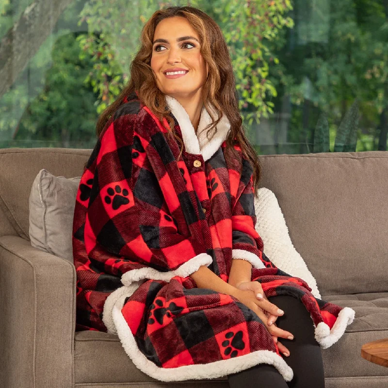 Super Cozy™ Paw Print Blanket Hoodie Cape