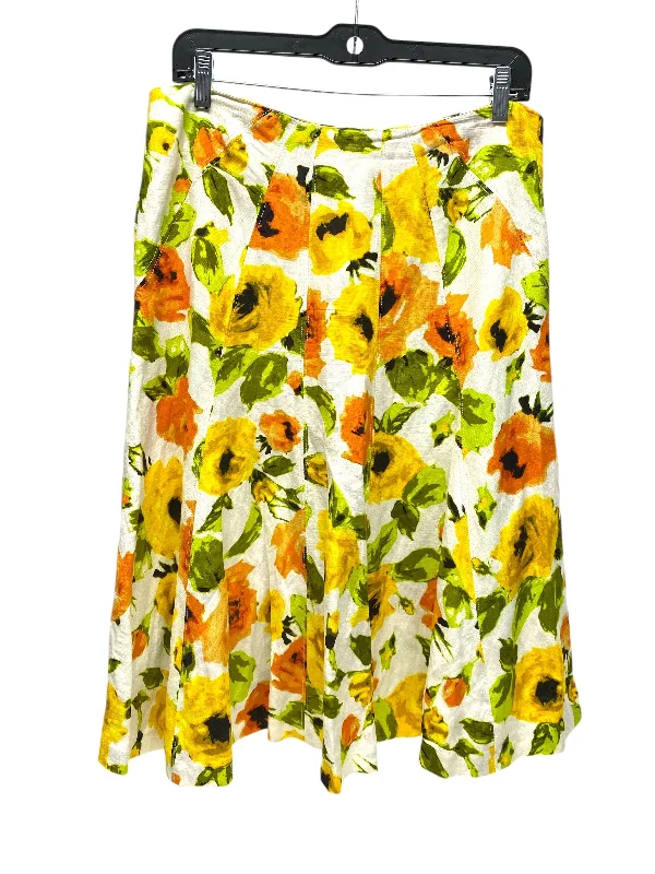 Skirt Midi By Premise In White & Yellow, Size: 8