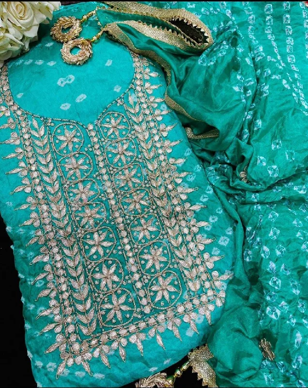 KcPc New Art Silk Bandhani Gotapatti Work Salwar suit  KML