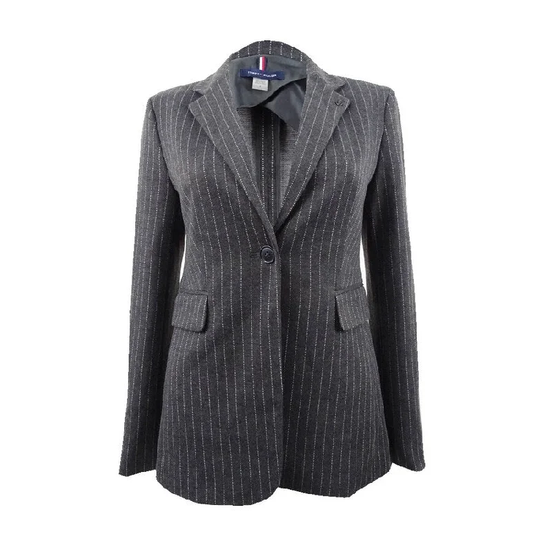 Tommy Hilfiger Women's Pinstriped One-Button Knit Jacket