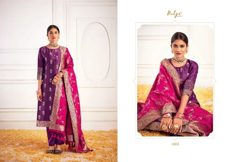 1003 Nitya Silk Jaquard Straight Cut Suit