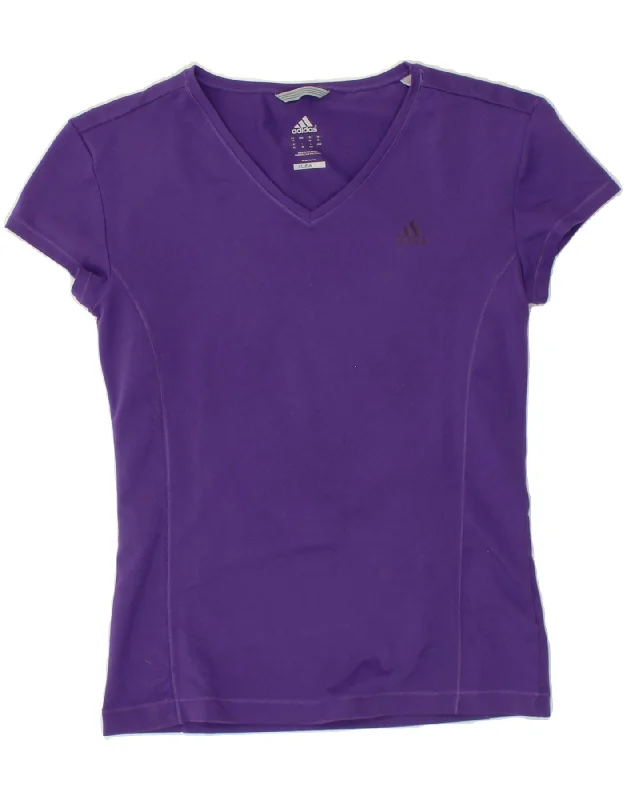 ADIDAS Womens Climalite T-Shirt Top UK 16 Large  Purple Polyester