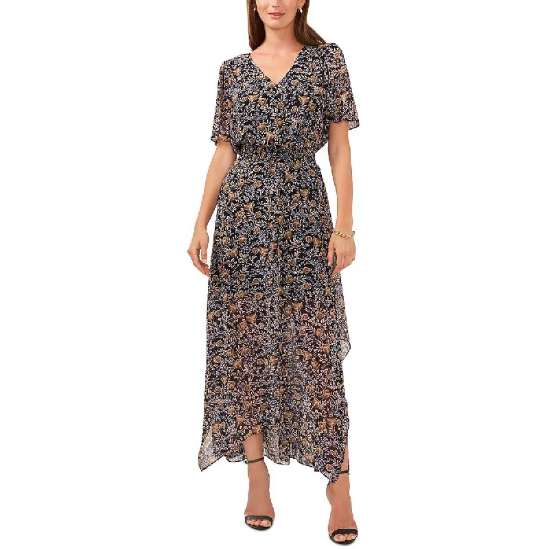 MSK Womens Floral Print Long Maxi Dress