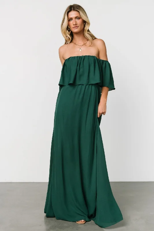 Diana Off Shoulder Maxi Dress | Emerald