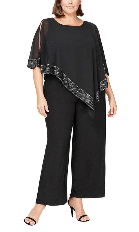 SLNY 9477331 - Metallic Trim Cape Jumpsuit