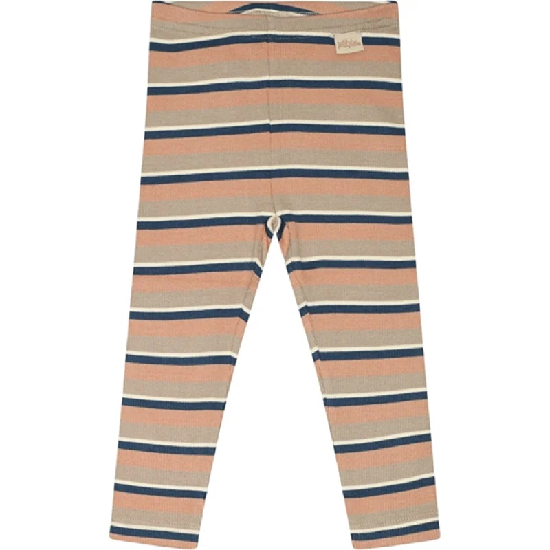 Petit Piao® Cafè Rose/Soft Sand/Denim Blue Leggings Modal Multi Striped