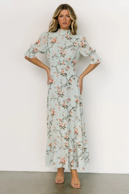 Marie Mock Neck Maxi Dress | Sage Floral