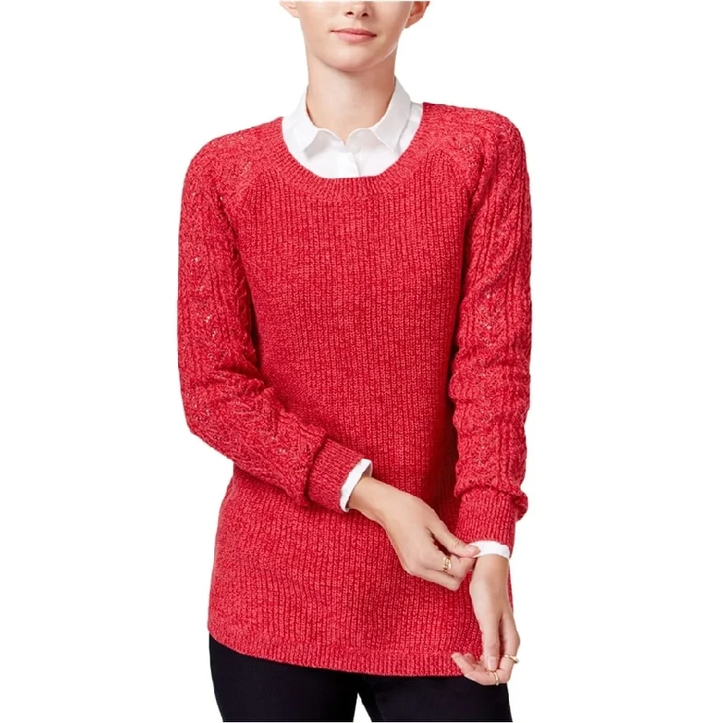 maison Jules Womens Solid Cable Knit Pullover Sweater, Red, X-Small