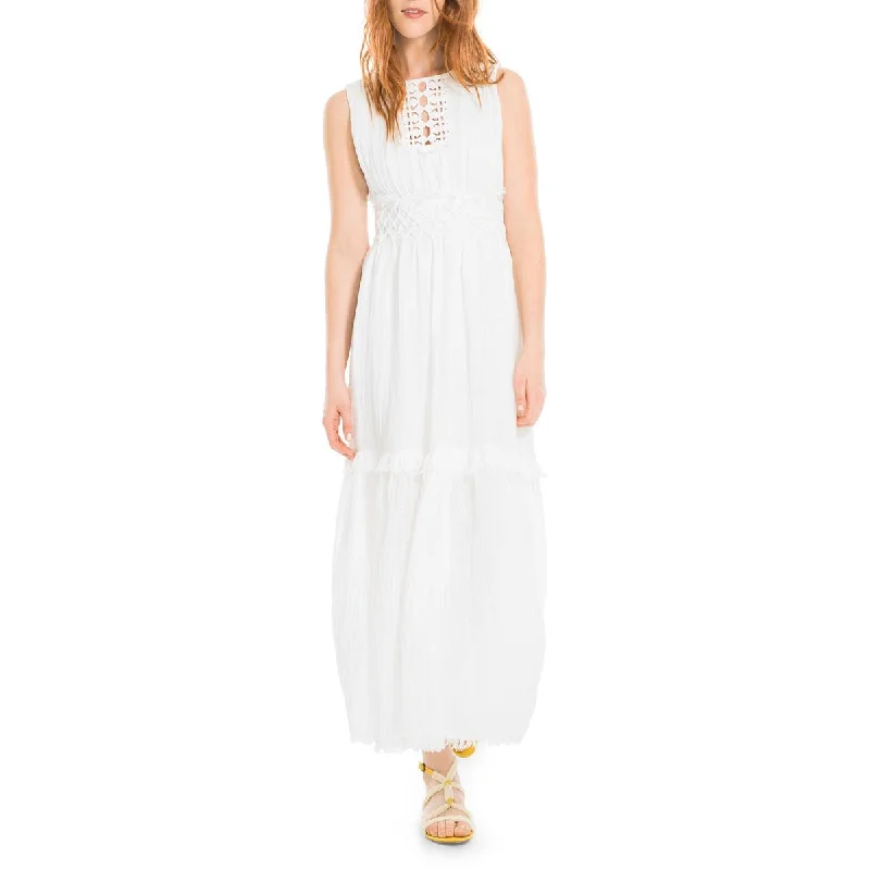 Max Studio Womens Linen Cut-Out Maxi Dress