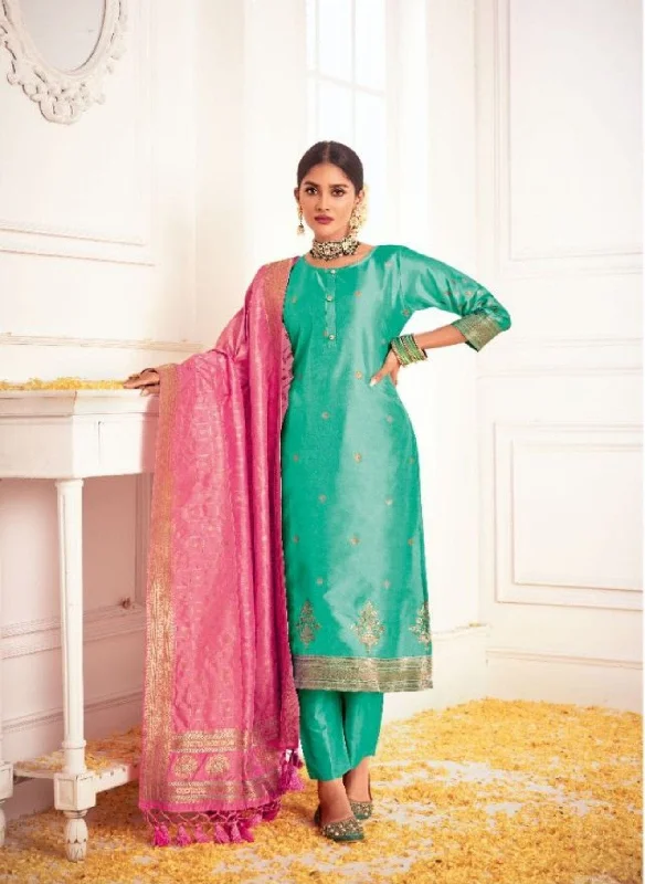 1005 Nitya Silk Jaquard Straight Cut Suit