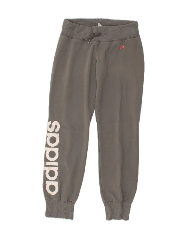 ADIDAS Womens Graphic Tracksuit Trousers Joggers UK 12/14 Medium Grey