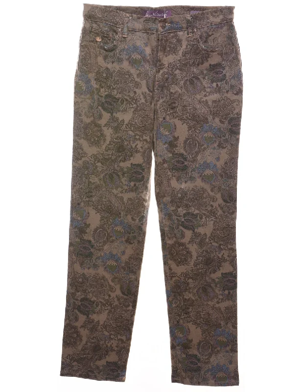 Multi-colour Paisley Design Tapered Jeans - W30 L29