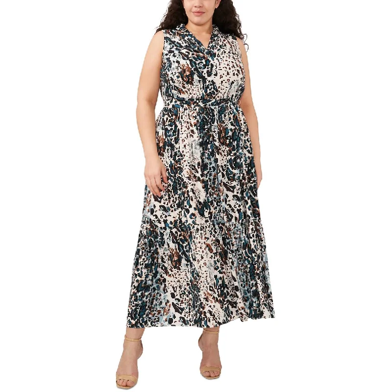 MSK Womens Plus Printed Rayon Maxi Dress