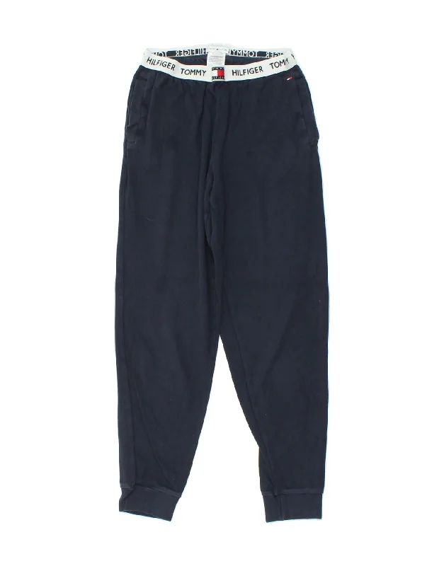 TOMMY HILFIGER Womens Tracksuit Trousers Joggers UK 6 XS Navy Blue Cotton