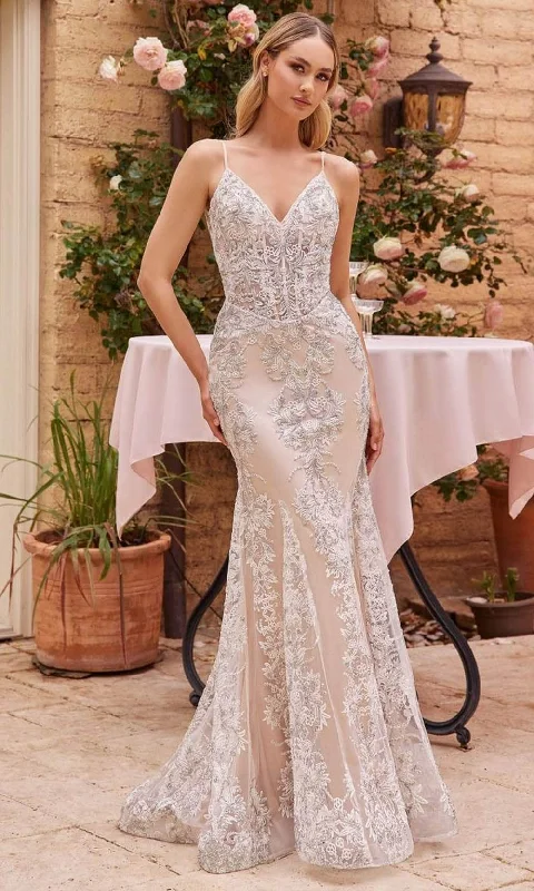 Cinderella Divine J859W - Embroidered Sleeveless Bridal Dress