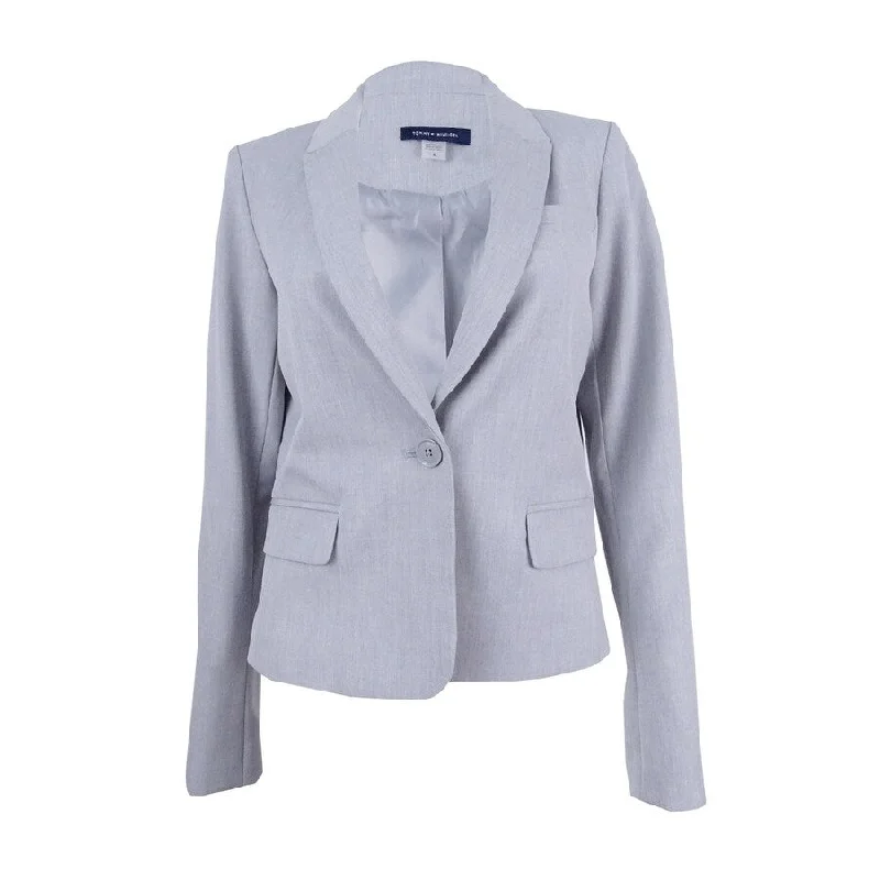 Tommy Hilfiger Women's One-Button Blazer (4, Light Grey)