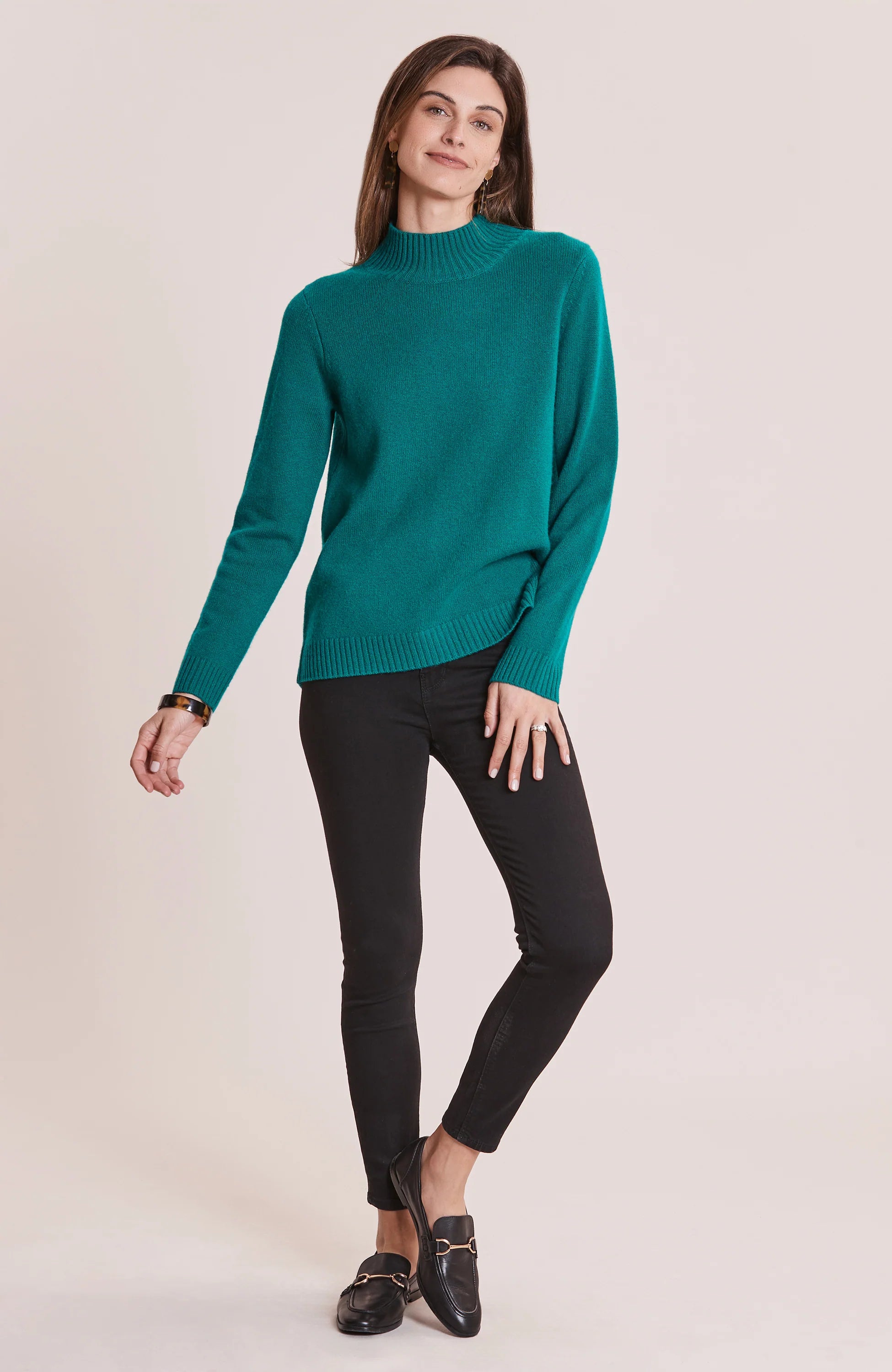 Tyler Boe Button Back Cashmere Sweater Deep Verde