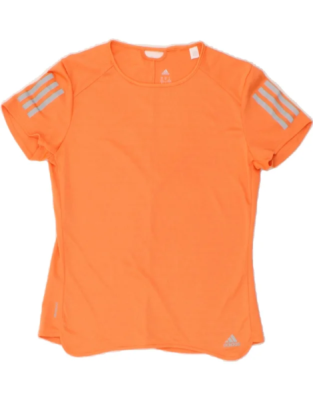 ADIDAS Womens Climacool T-Shirt Top UK 12/14 Medium Orange Polyester