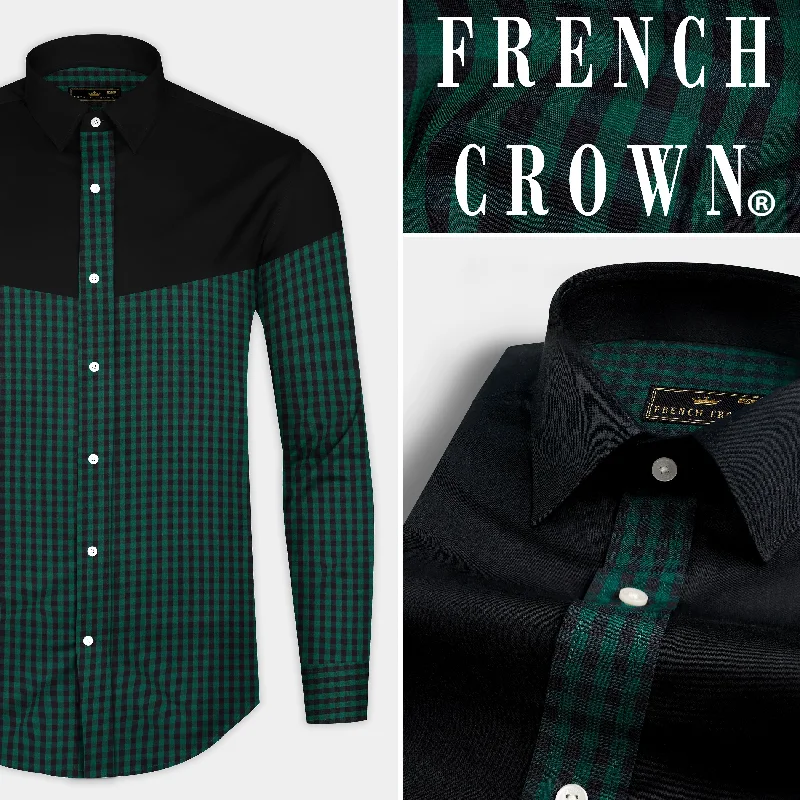 Eden Green and Jade Black Checkered Premium Cotton Shirt