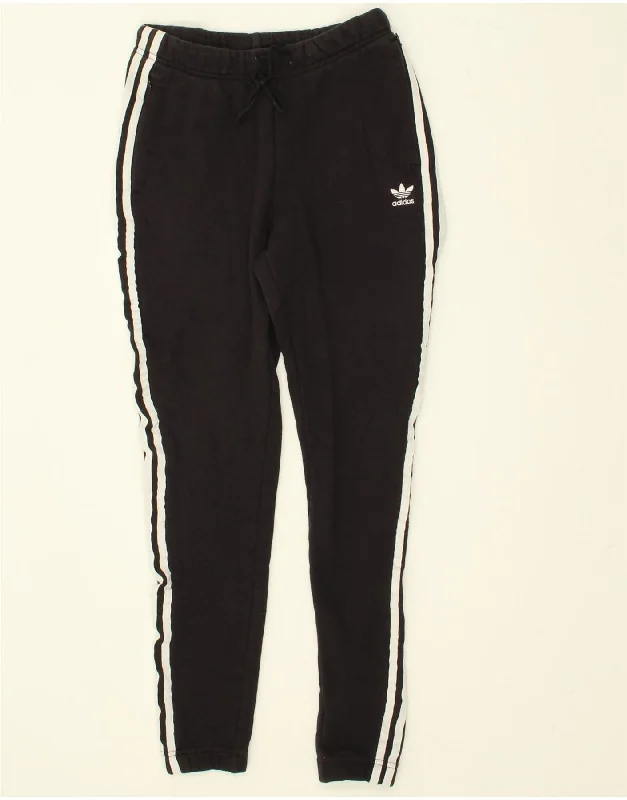 ADIDAS Womens Tracksuit Trousers Joggers UK 8 Small Black Cotton