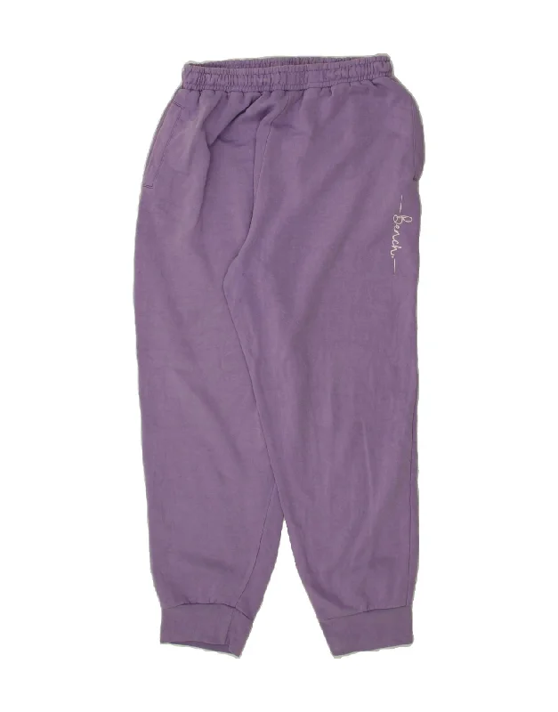 BENCH Womens Graphic Tracksuit Trousers Joggers UK 16 Large Purple Cotton