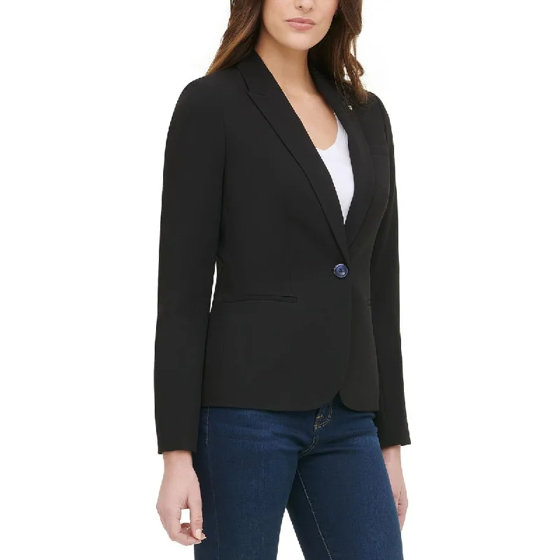 Tommy Hilfiger Womens Solid  One-Button Blazer