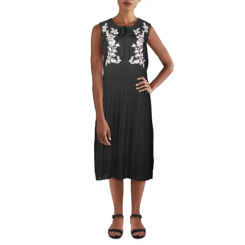 Nanette Nanette Lepore Womens Pintuck Embroidered Maxi Dress