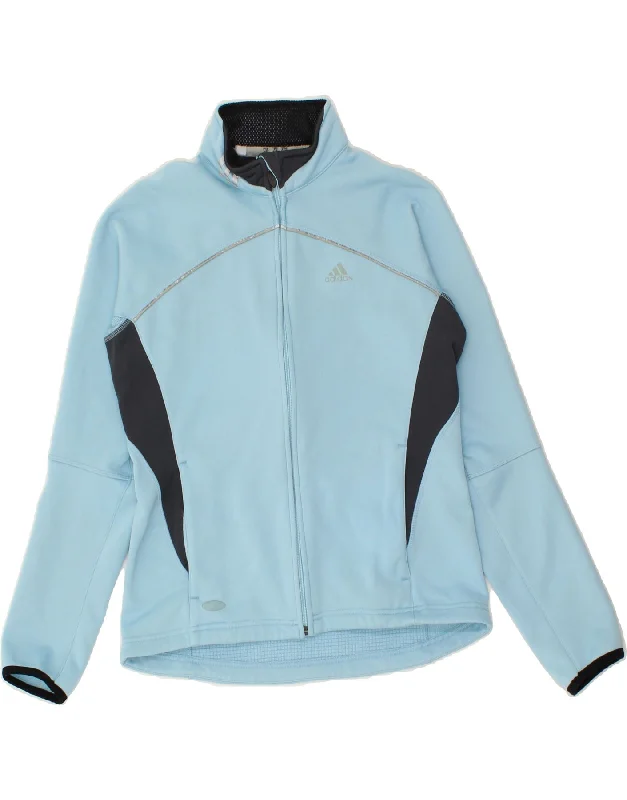 ADIDAS Womens Tracksuit Top Jacket UK 12 Medium Blue Colourblock Polyester