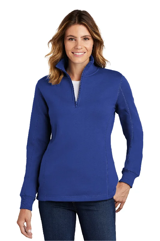 Sport-Tek Womens Shrink Resistant Fleece 1/4 Zip Sweatshirt - True Royal Blue