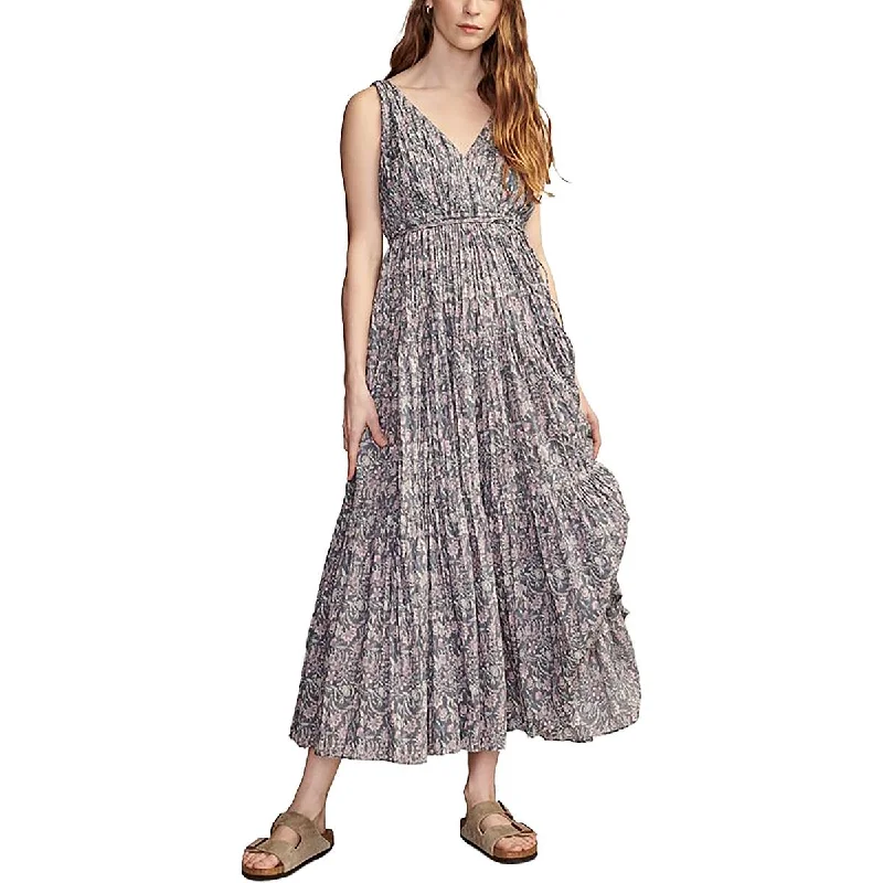 Lucky Brand Womens Cotton Surplice Maxi Dress