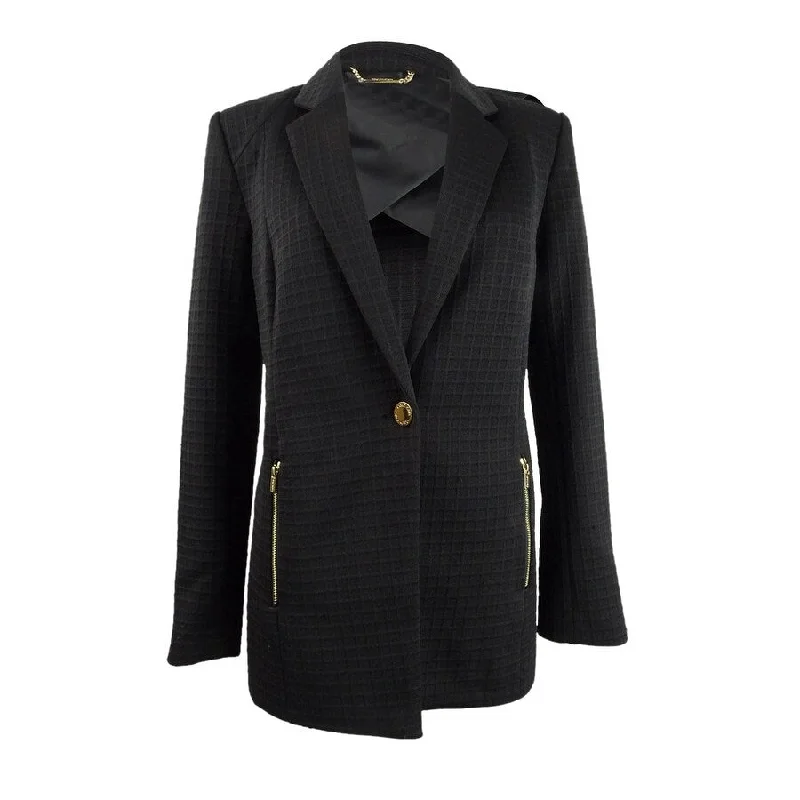 Calvin Klein Women's One-Button Blazer (6, Black)