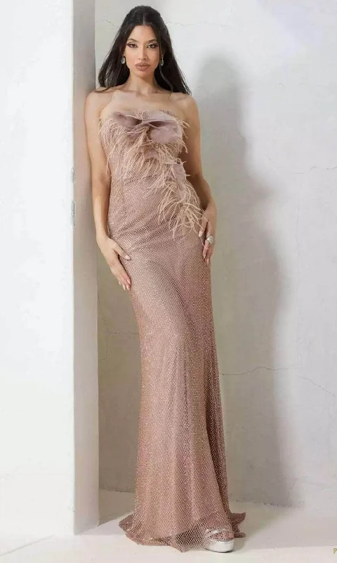 Terani Couture 241P2125 - Feather Detailed Strapless Evening Dress